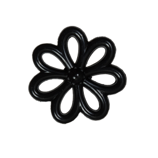 Italian Black Flower Plastic Shank Back Button - 40L/25mm