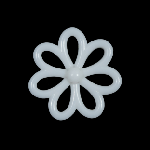 Italian White Flower Plastic Shank Back Button - 40L/25mm