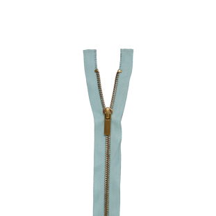 Mint and Gold Metal 1-Way Separating Zipper - 48"