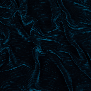 Pacific Blue Wavy Crinkled Velour