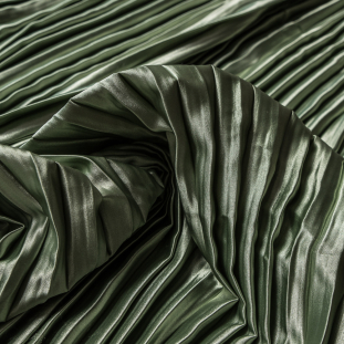 Pea Green Pleated Stretch Satin