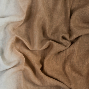 Brown into White Ombre Crinkled Linen Woven