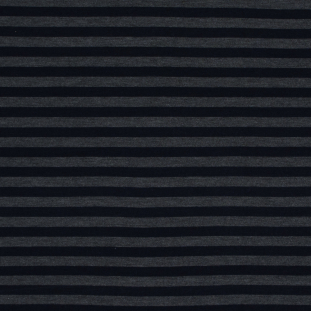 European Navy and Gray Awning Striped Virginwool Rib Knit
