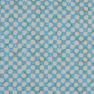 Italian Blue Abstract Geometric Printed Cotton Poplin