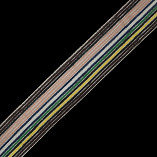 Beige and Brown Striped Elastic Trim - 2"