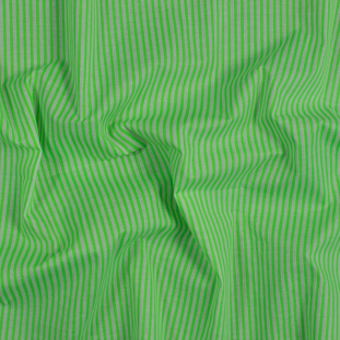 Italian Fluorescent Green and White Candy Striped Cotton Poplin