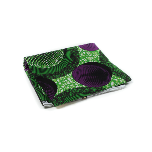 Green and Purple Geometric Waxed Cotton African Print