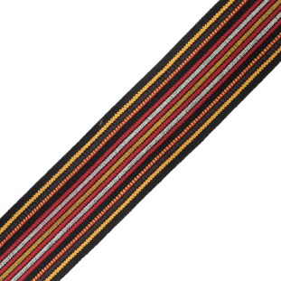 Brown, Red and Yellow Striped Smocked Elastic Trimming - 2.5"