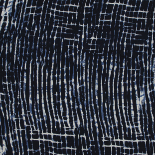 Navy Abstract Printed Silk Chiffon