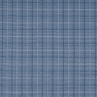 Blue and White Tattersall Window Pane Checkered Cotton Knit