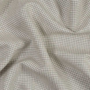 Beige and White Gingham Linen Woven
