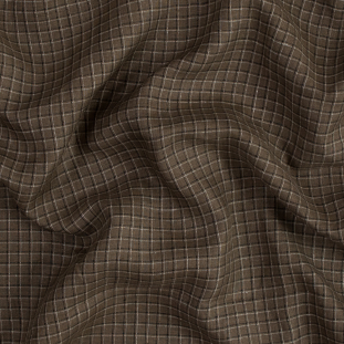 Brown, Beige and Black Checkered Linen Woven