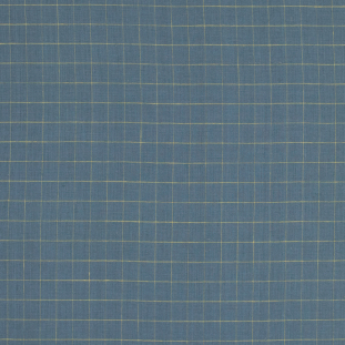 Colonial Blue and Yellow Graph Check Linen Woven