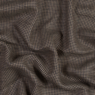 Beige and Black Houndstooth Linen Woven