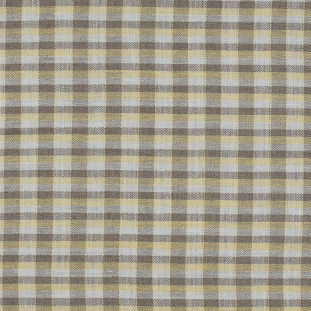 Roasted Cashew, White and Yellow Plaid Linen Woven