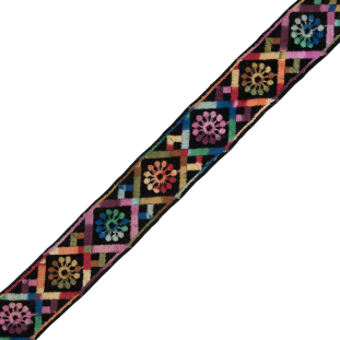Embroidered Multicolor Jacquard Ribbon - 1.75"
