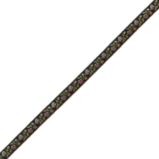 Black and Brown Ombre Floral German Jacquard Ribbon - 0.625"