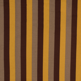 Italian Gamboge, Brown and Beige Awning Striped Printed Jersey