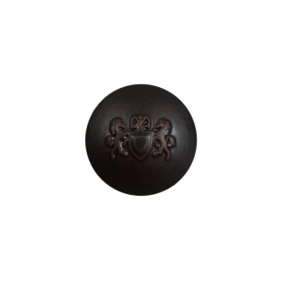 Brown Plastic Button with Emblem - 24L/15mm