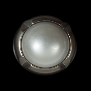 Pearl and Silver Plastic Shank Back Button - 44L/28mm