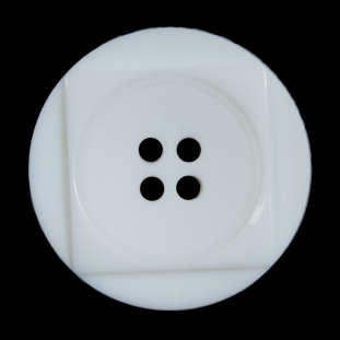 White Geometric 4-Hole Plastic Button - 54L/34mm
