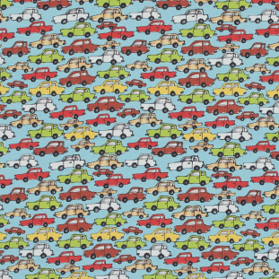 Blue Cars in Traffic Cotton Jersey