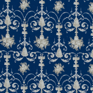 Royal Blue Floral Chandelier Cotton Jersey