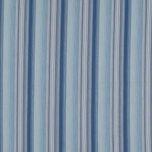 Blue Striped Blended Cotton Voile
