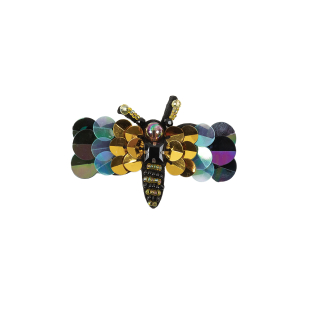 Italian Dragonfly Brooch with Sequins- 2.75" x 1.5"