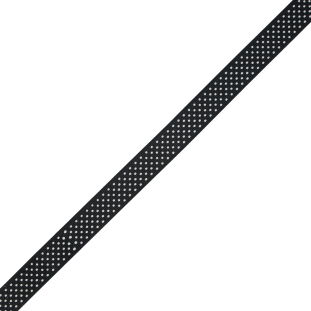 Black Grosgrain Ribbon with White Polka Dots - 1"