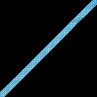 Sky Blue Grosgrain Ribbon with White Polka Dots - 0.625"