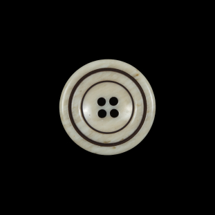 Cream and Brown Plastic 4-Hole Button - 32L/20mm