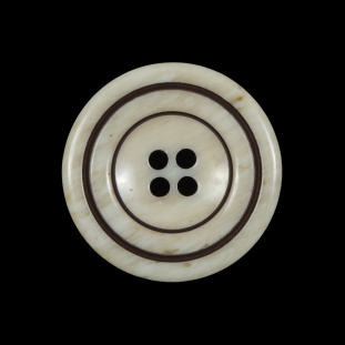 Cream and Brown Plastic 4-Hole Button - 40L/25.5mm