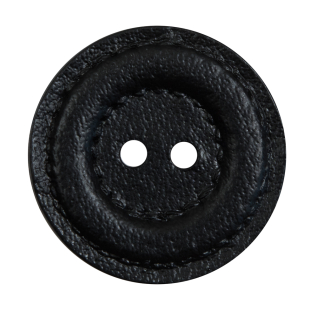 Black Faux Leather Plastic 2-Hole Button - 54L/34mm