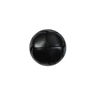 Italian Black Faux Leather Shank Back Button - 24L/15mm