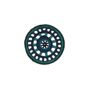 Green and Blue Wheel Sew-on Applique - 2.75"