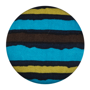 Black, Blue and Green Striped Fabric Covered Button - 60L/38mm