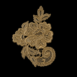 Metallic Gold Floral Lace Right Applique - 6.5" x 4.5"