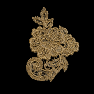 Metallic Gold Floral Lace Left Applique - 6.5" x 4.5"