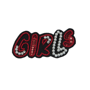 Italian Red and Black Sew-On Girls Patch - 4.25"