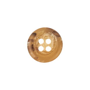 Beige and Brown Swirl 4-Hole Horn Button - 24L/15mm