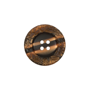 Italian Metallic Bronze Etched 4-Hole Button - 32L/20mm