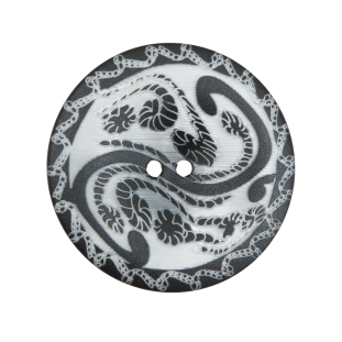 Black and White Swirl Plastic Button - 44L/28mm