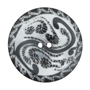 Black and White Swirl Plastic Button - 54L/34mm