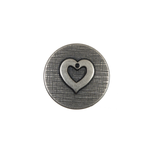 Silver Metal Heart Shank Back Button - 28L/18mm