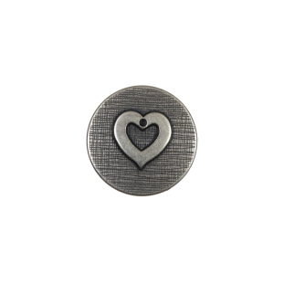 Silver Metal Heart Shank Back Button - 24L/15mm