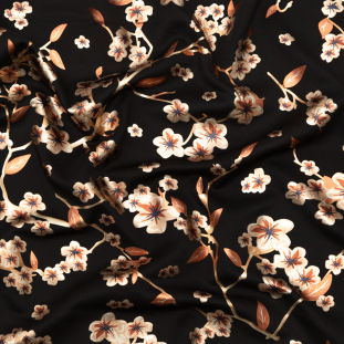 Black Ponte Knit with Rust Floral Foil Design