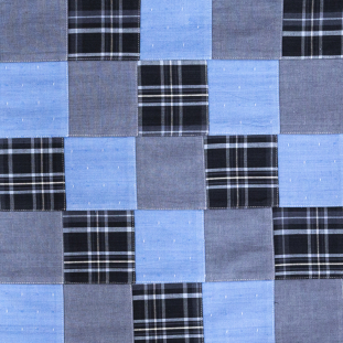 Blue and Gray Patchwork Cotton Madras