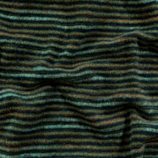 Italian Olive and Aqua Striped Chunky Wool Knit