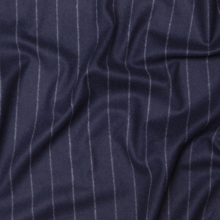 Italian Navy and White Chalk Striped Wool and Cashmere Coating
